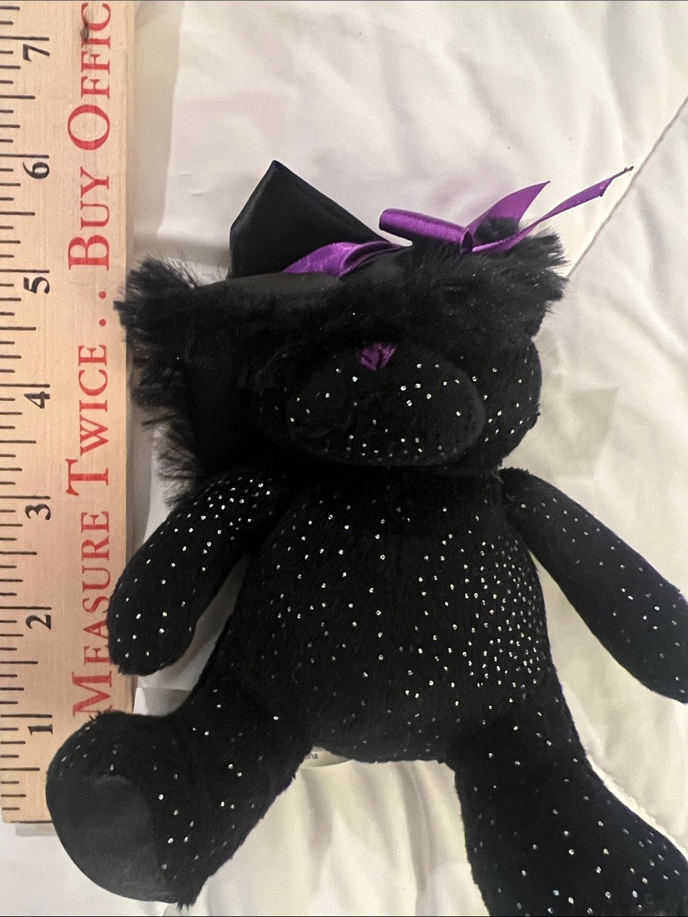 Plush Black Sparkle Teddy Bear with Purple Accent - Kids Accessories